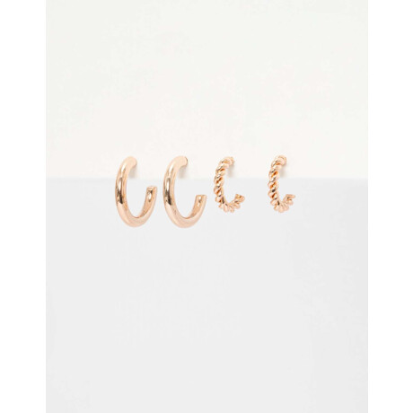 Set De Argollas Dorado Oro Rosa