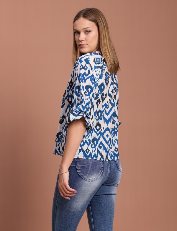 Blusa Botones BLANCO/AZUL