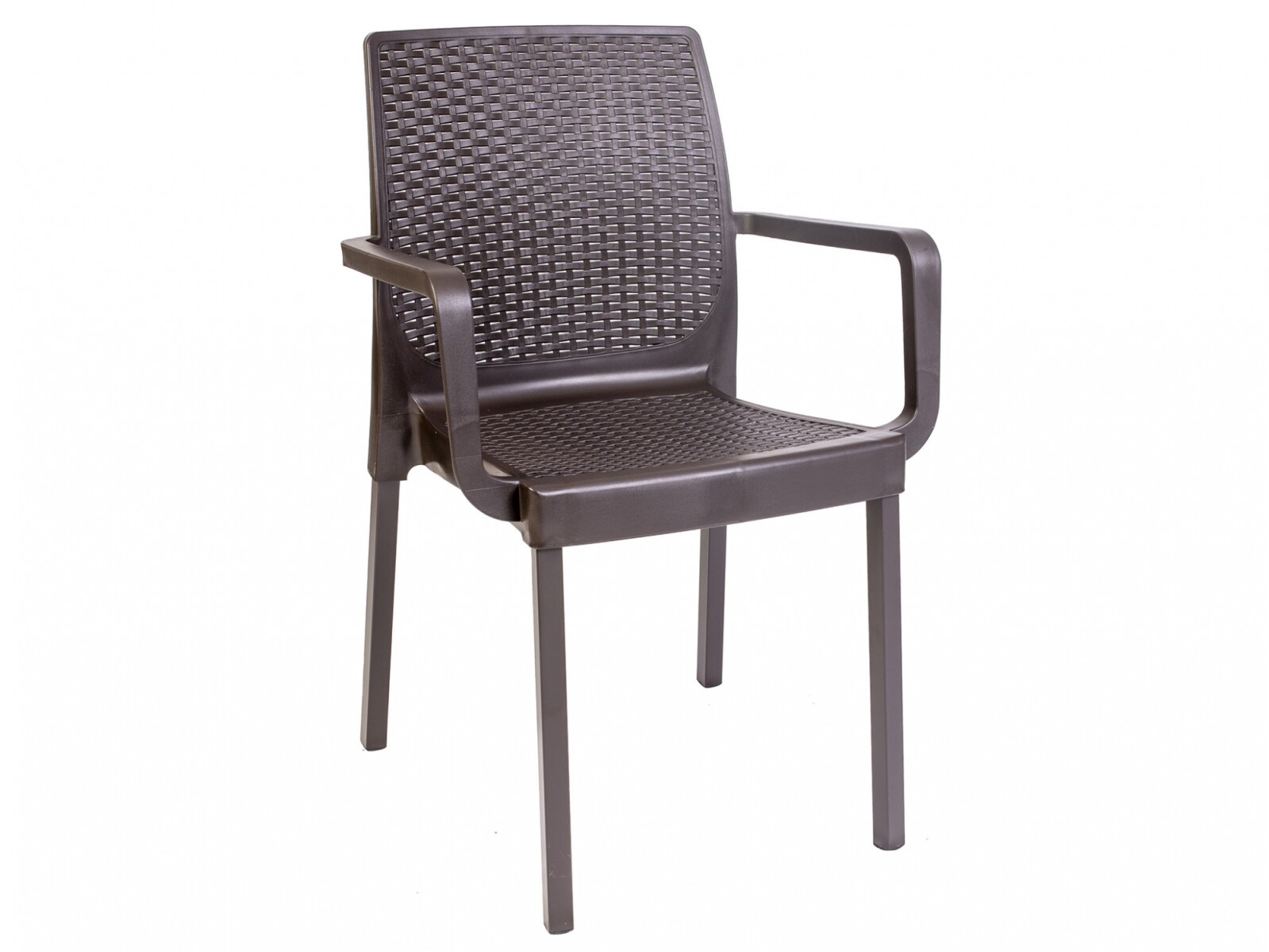 Silla Napoli Simil Ratán Marrón C/ Apoya Brazos 