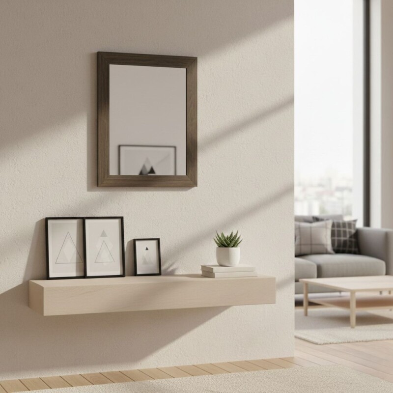 ESPEJO CUAD C/MARCO MADERA GRIS 70X85CM Unica