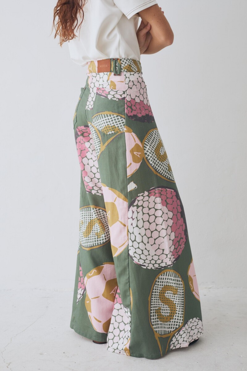 PANTALON WIDE XL PRINT TEAM Macros Verde