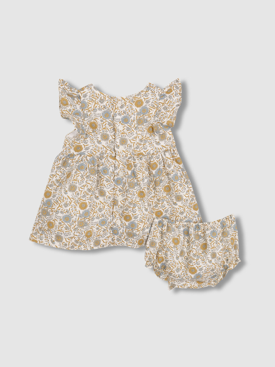 Vestido De Lino Estampado Blanco