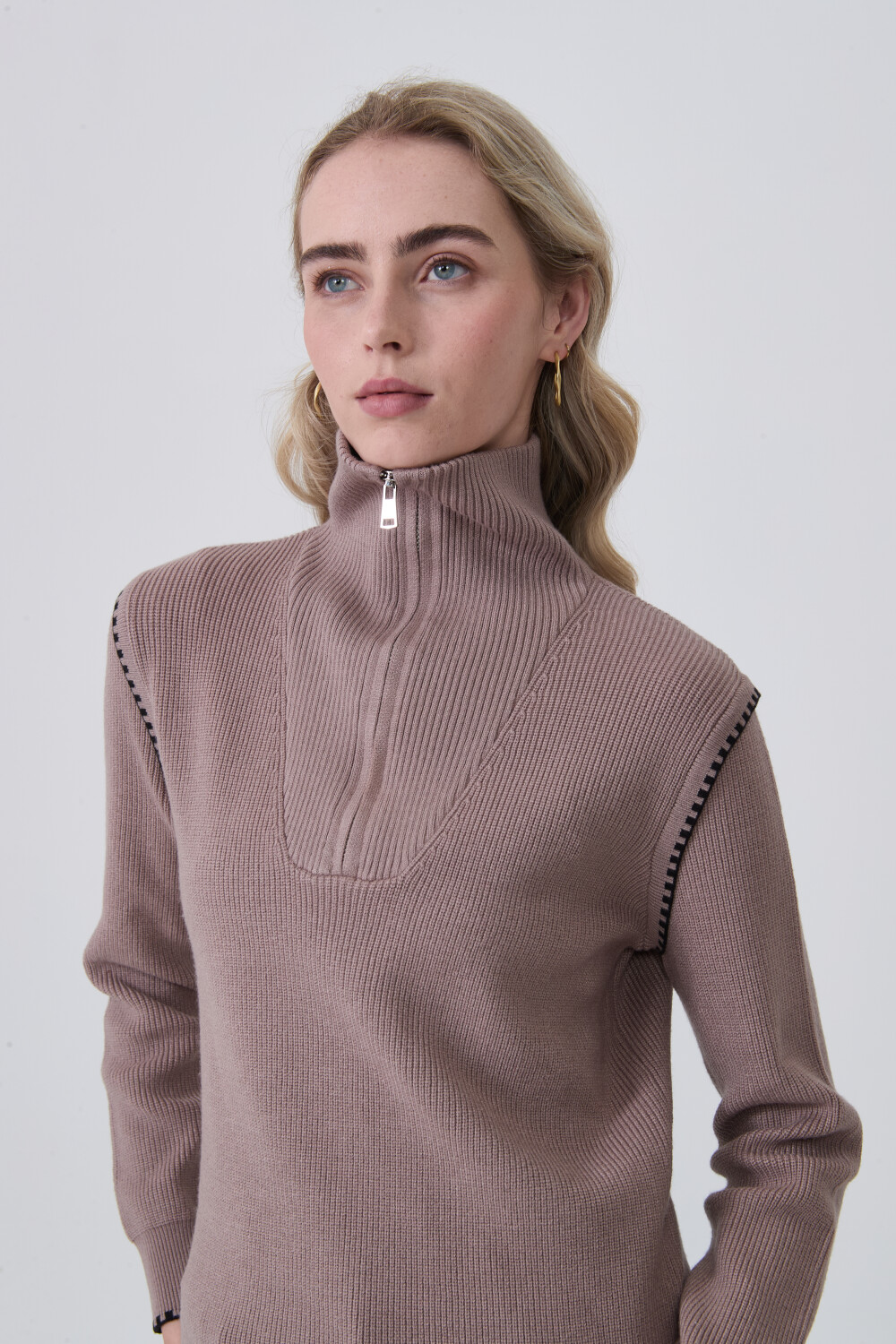 Sweater Zippy Taupe / Mink / Vison