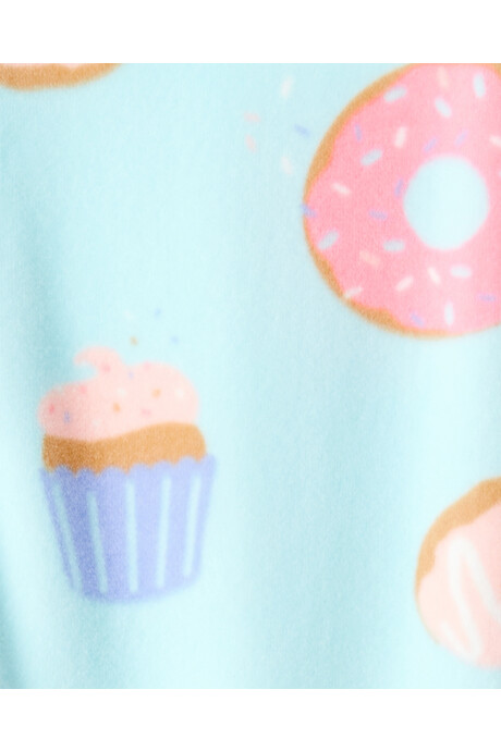 Pijama una pieza de micropolar, con pie, diseño donas Sin color