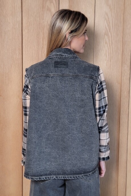 Chaleco Biker Denim Negro