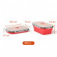 Set X4 Taper Contenedor Silicona Plegables Tapa Plastico Hermetica Rojo