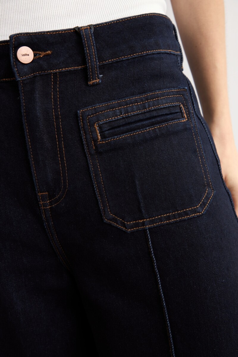 Jean flare Aria bolsillos plaqué jean oscuro