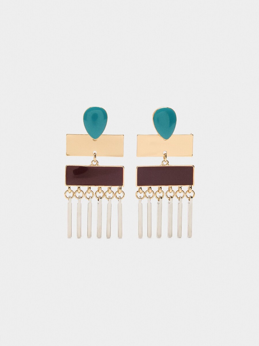 Pendientes Largos De Esmalte multicolor