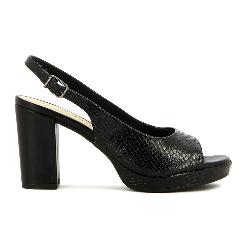 Ramarim Sandalia Boca De Pez C/pulsera Taco Alto - Dama Negro