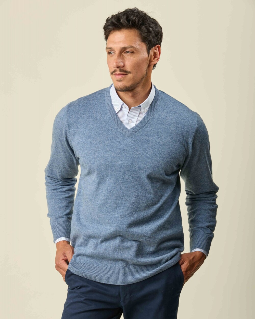 Buzo Lambswool Escote V Jean