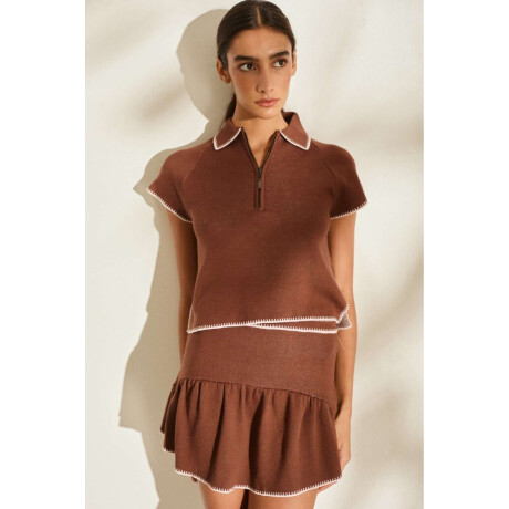 Top Zip Knit Chocolate