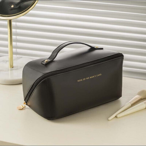 Bolsa de cosméticos de viaje negro de gran capacidad Bolsa De Cosméticos De Viaje Negro De Gran Capacidad