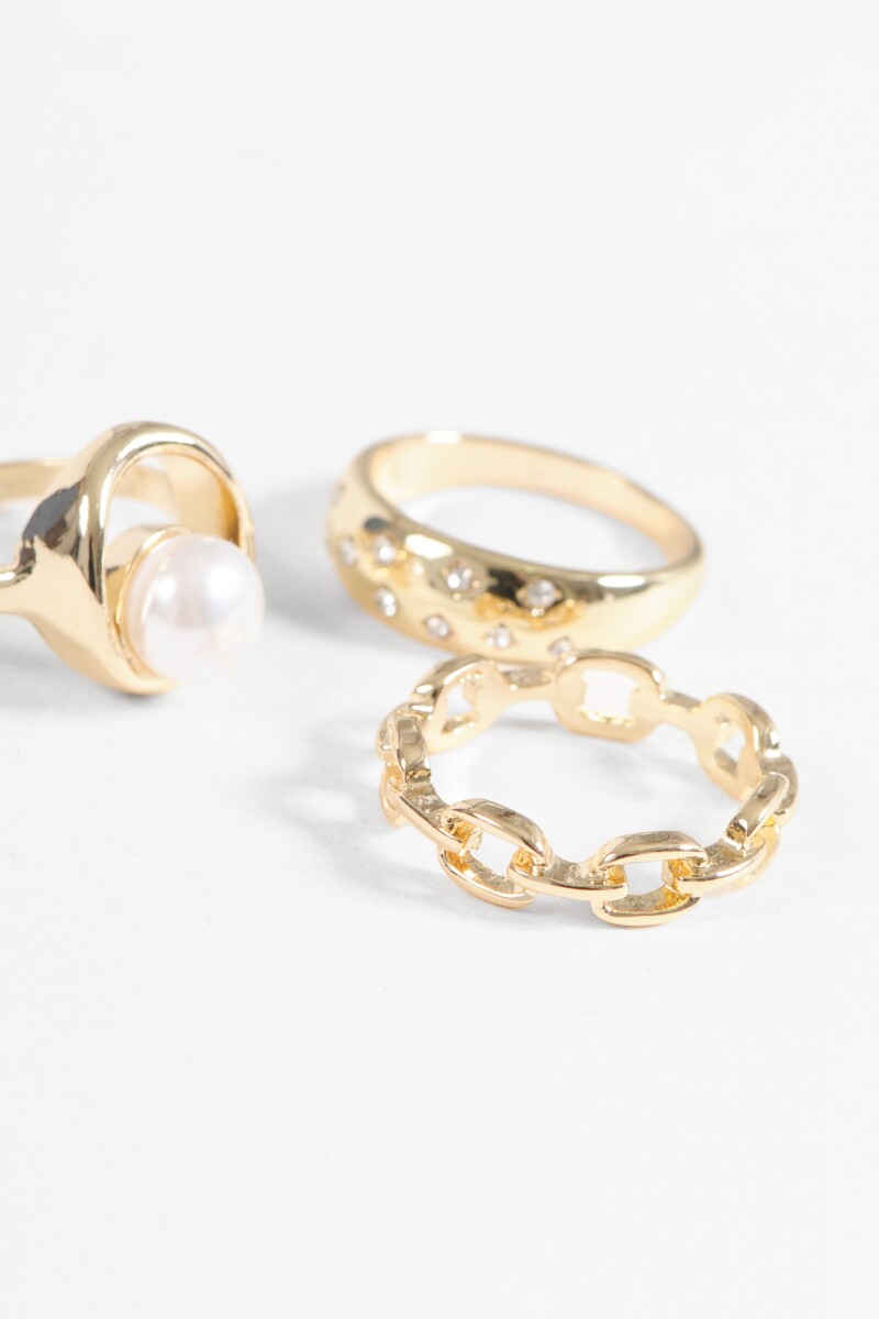 Set anillos perla dorado