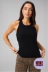 Bividi Modal Rib High Neck Built-In Bra Tank Mujer Black