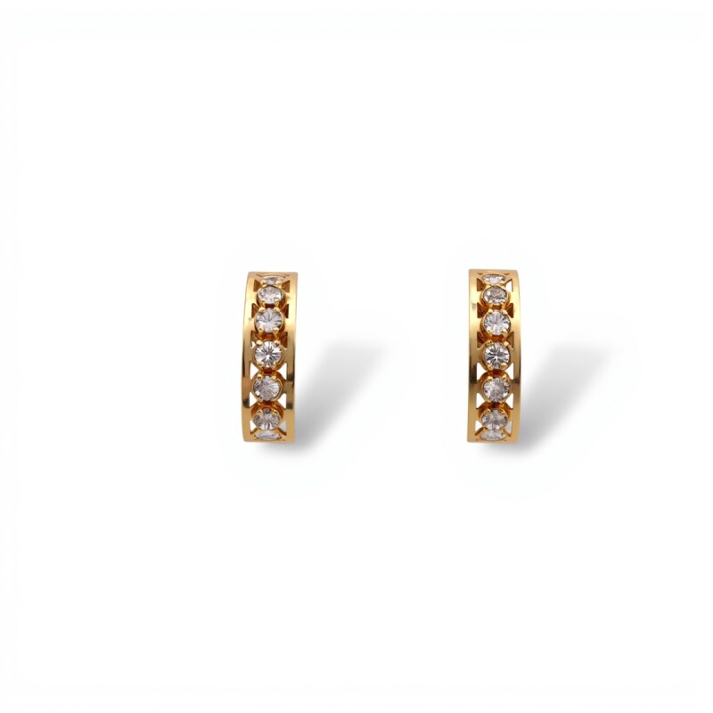 Caravanas Fila de oro- Oro bajo -Zirconia blanca - CA8283 conpiedra