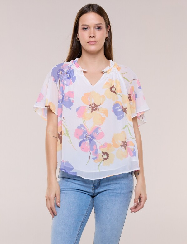 Blusa Flores Acuareladas BLANCO/MULTI