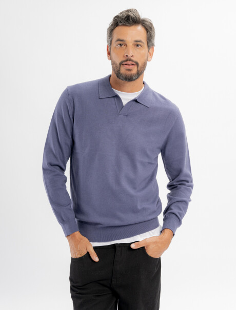 Buzo tejido cuello polo Axel azul