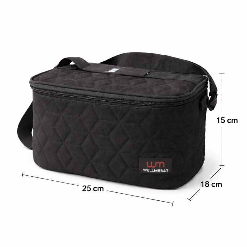 Lunchera Térmica Impermeable con Correa Ajustable Modelo Cuadrado Negra
