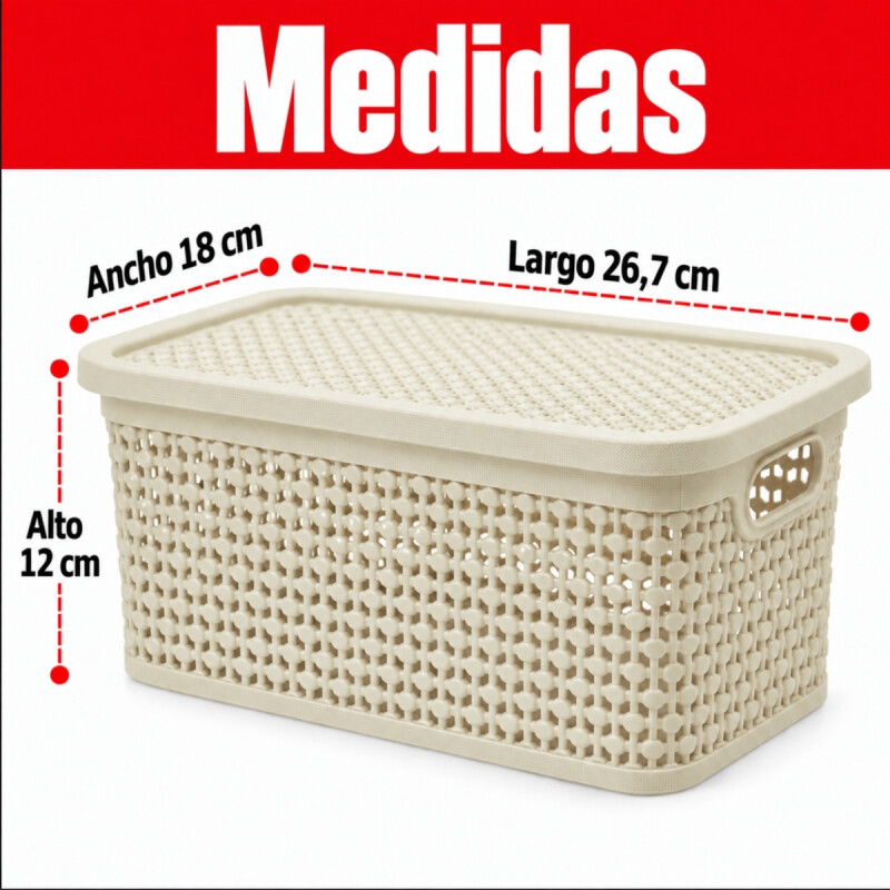 Set x3 Caja simil ratán 4 lts BEIGE