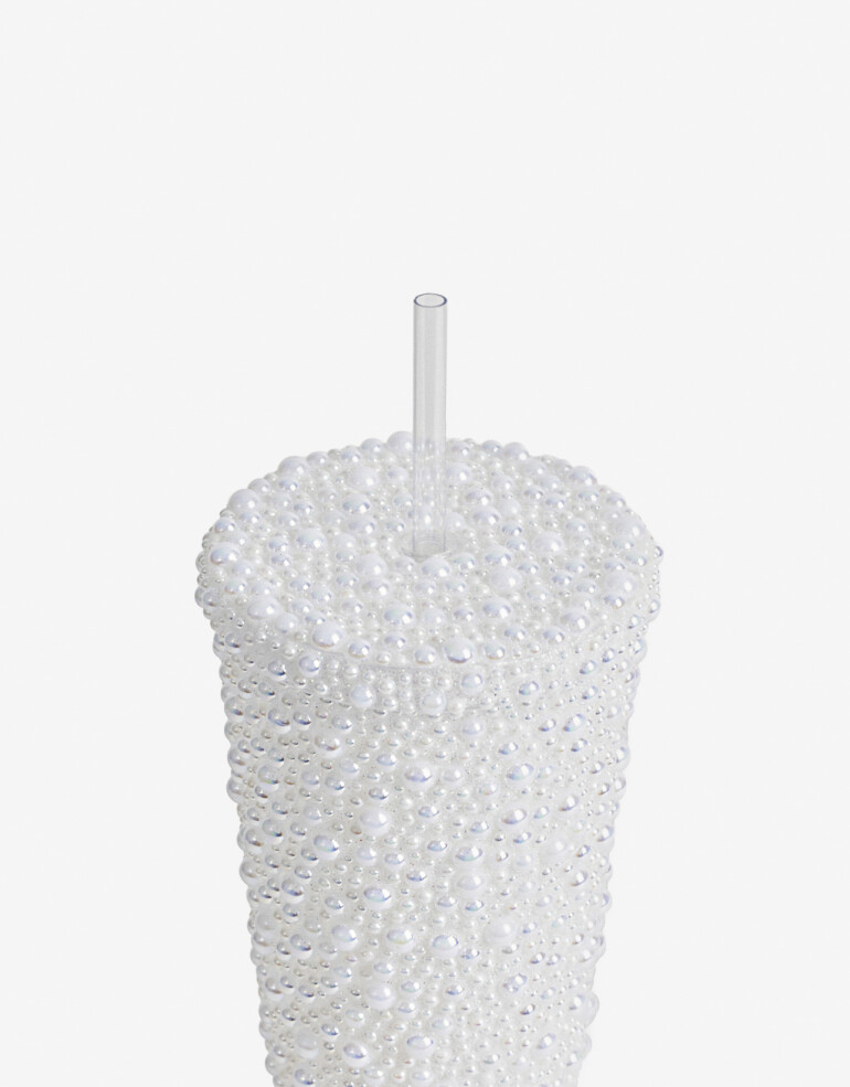 Artículos cocina Vasos Vaso De Plástico Con Perlas - Blanco Nacarado/perlado