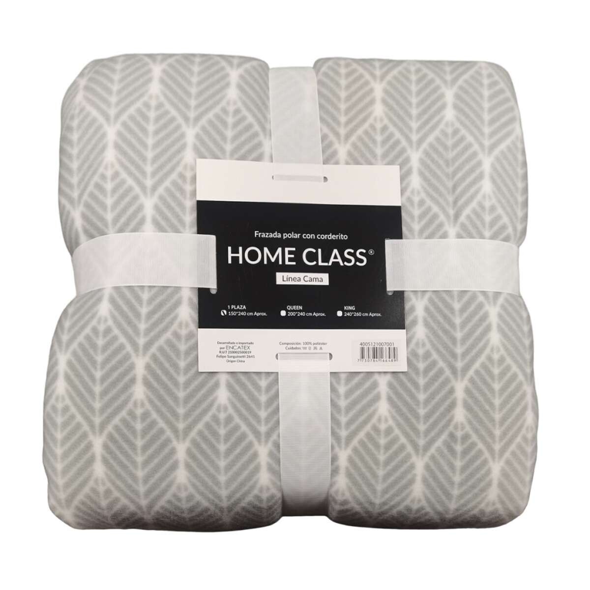 Frazada con Corderito King Size Home Class 240 x 260 cm - Arabesco Gris 