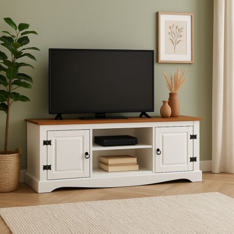 Rack 2 Puertas Línea Naturale 110 cm Blanco/Roble