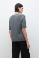 Cardigan manga corta con estructuras gris melange