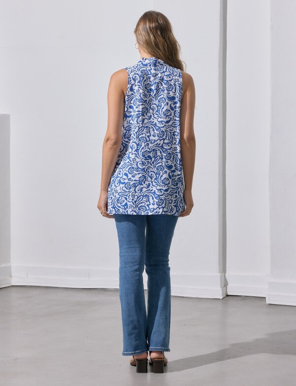 Blusa Printed BLANCO/AZUL