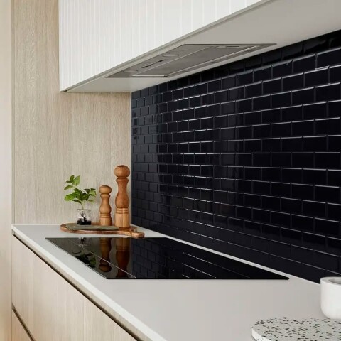 Azulejos adhesivos para cocina baño diseño ladrillo 10uds Negro