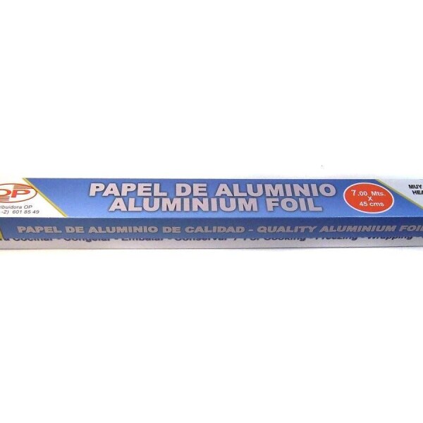 ROLLO ALUMINIO EN CAJA CON CORTE ANCHO 45CM X 7M LARGO PLATA
