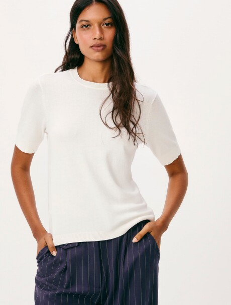 BLUSA DE MANGA CORTA EN PUNTO BEIGE