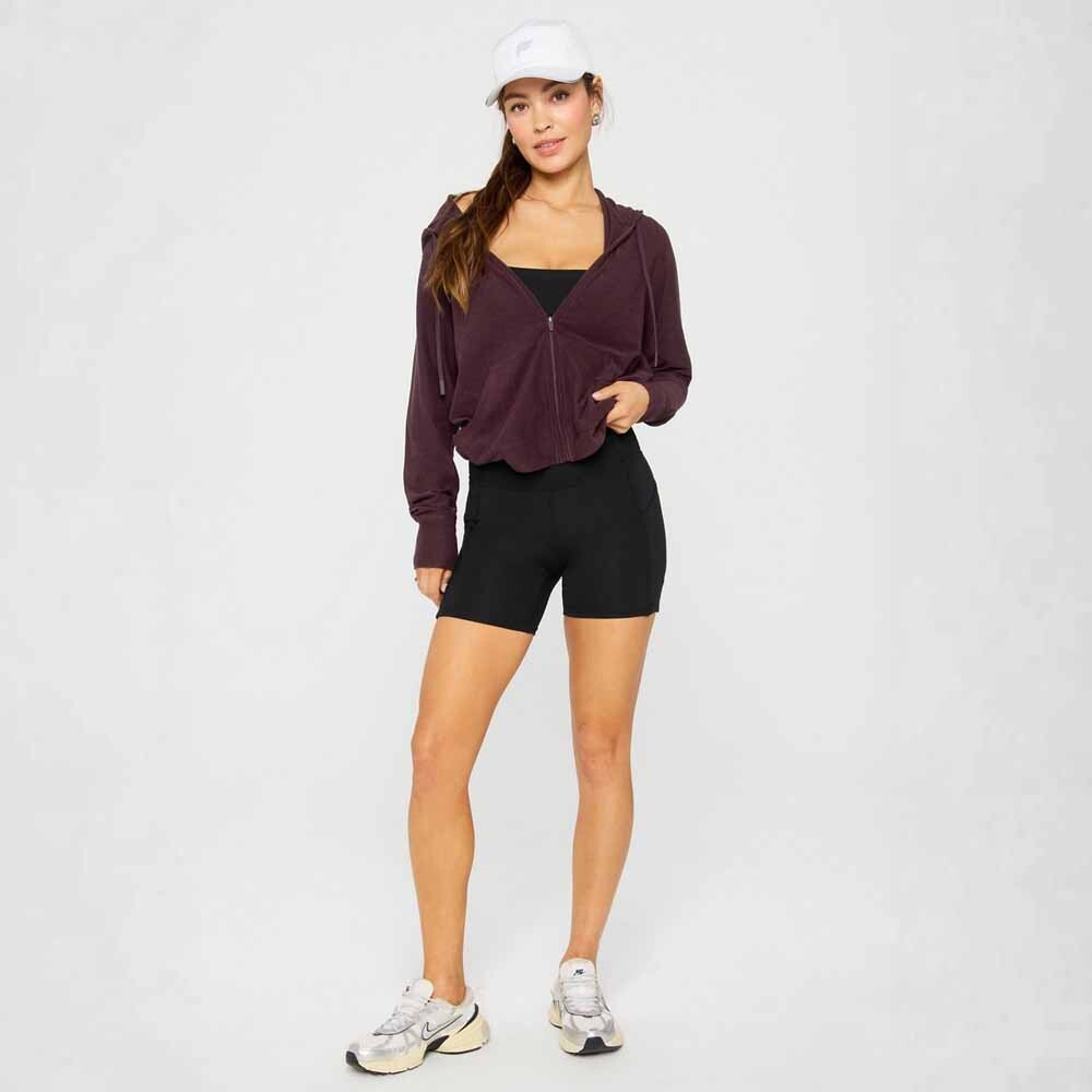Polera Cloud Jersey Full Zip Hoodie Mujer Oxblood Heather