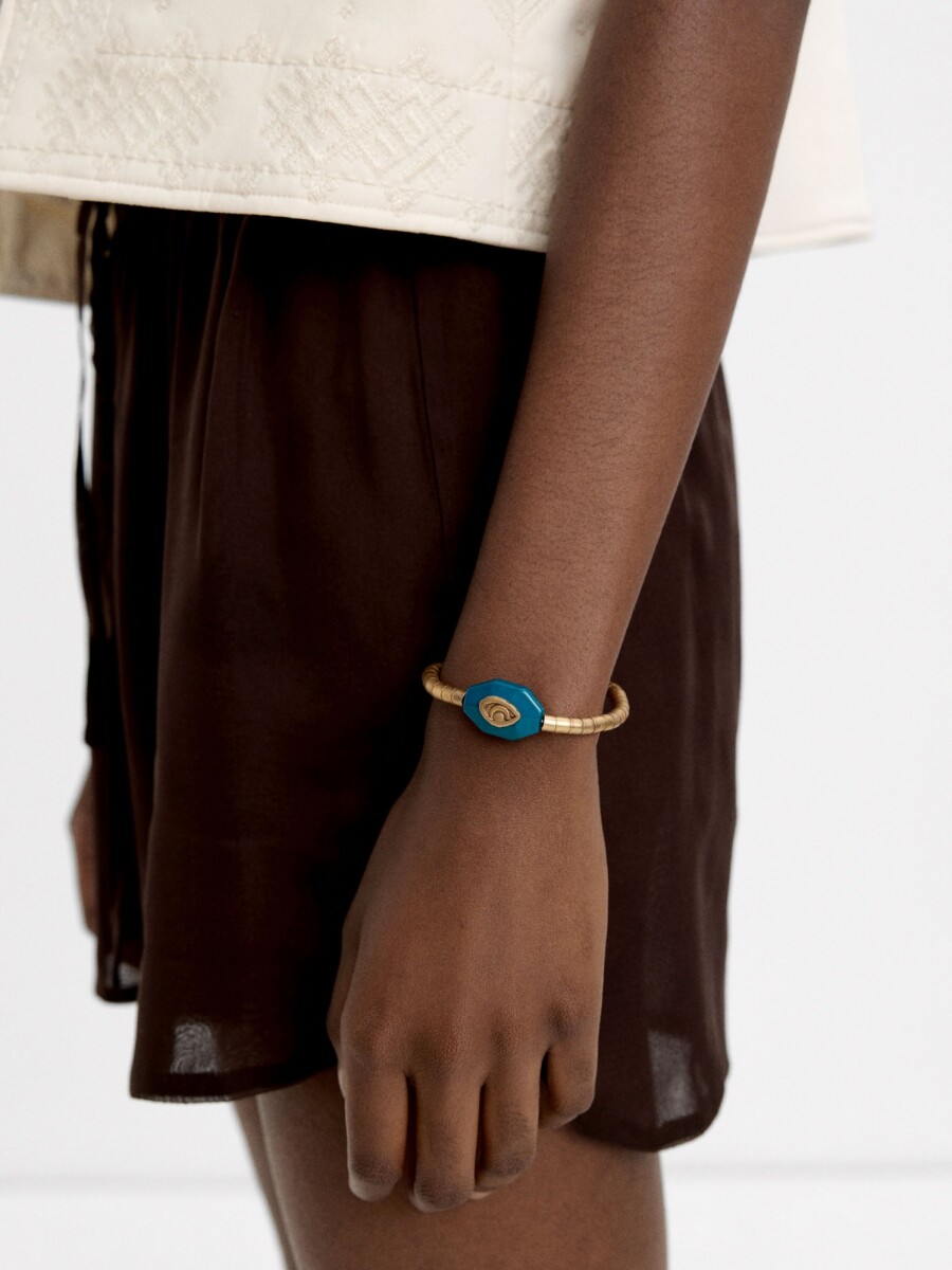 Pulsera Elástica Con Detalle De Resina dorado