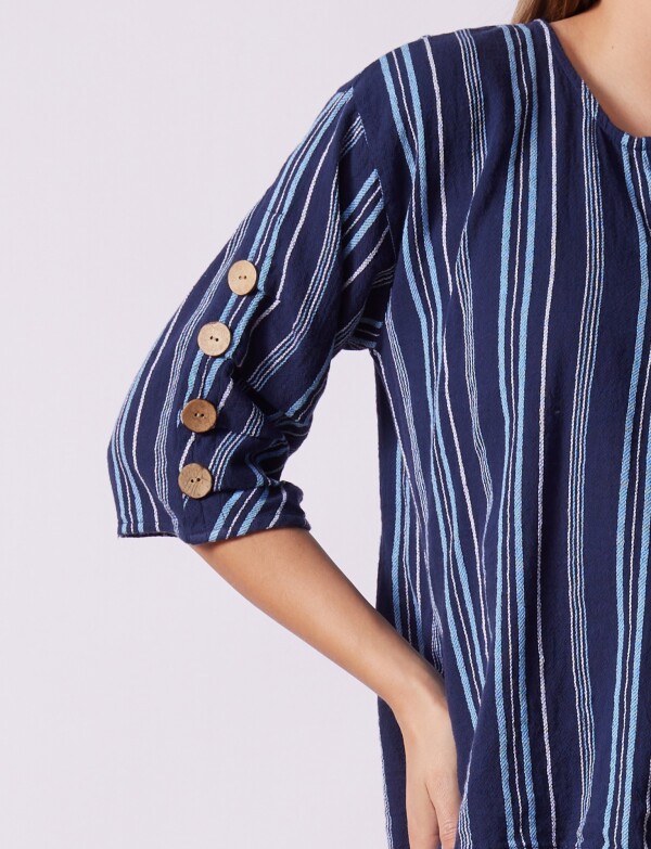Blusa Algodon Botones AZUL/MULTI