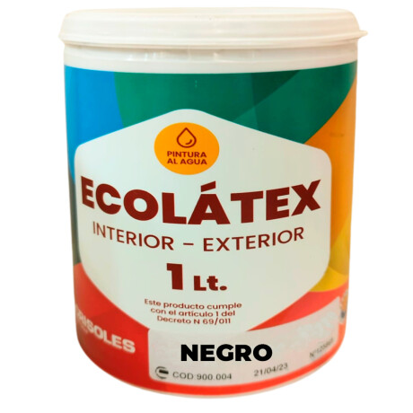 Pintura al agua ECOLÁTEX (interior - exterior) NEGRO - 1L