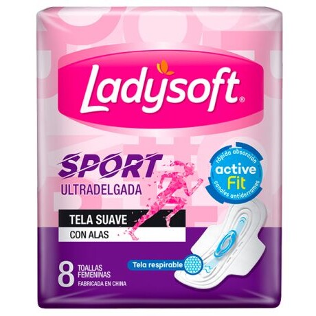 LADYSOFT TOALLITAS SPORT ULTRADELGADA CON ALAS 8 UNIDADES LADYSOFT TOALLITAS SPORT ULTRADELGADA CON ALAS 8 UNIDADES