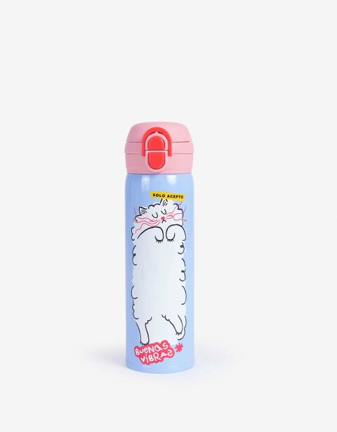 Artículos cocina Vasos y Botellas Botella Metálica Estampada Con Tapa Y Botón - Combinacion Tricolor