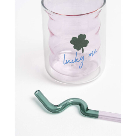 Vaso De Vidrio Lucky Me Combinacion Tricolor