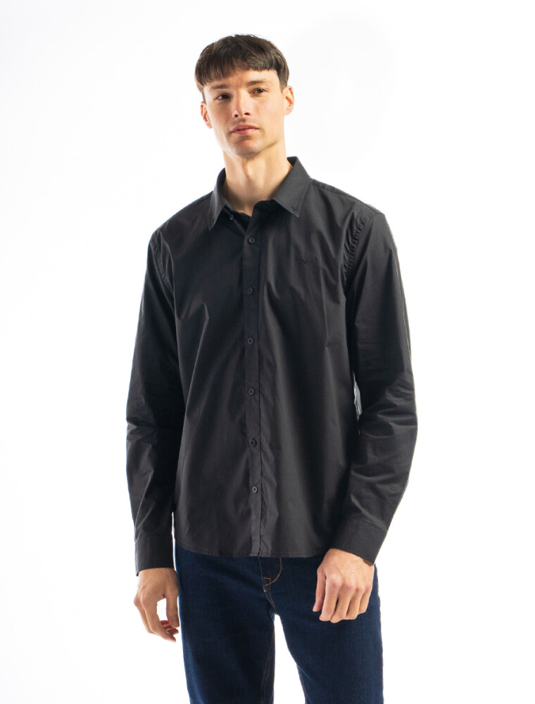 Camisa Manga Larga Algodón Principe Negro