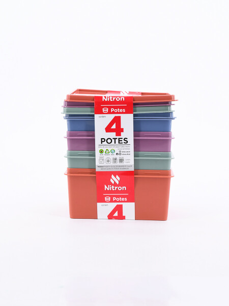 CONTENEDOR SET 4 PCS MULTICOLOR