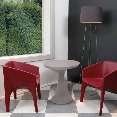 Mesa redonda simil cemento con pie cónico "SALUT" -TRAMONTINA TD0862