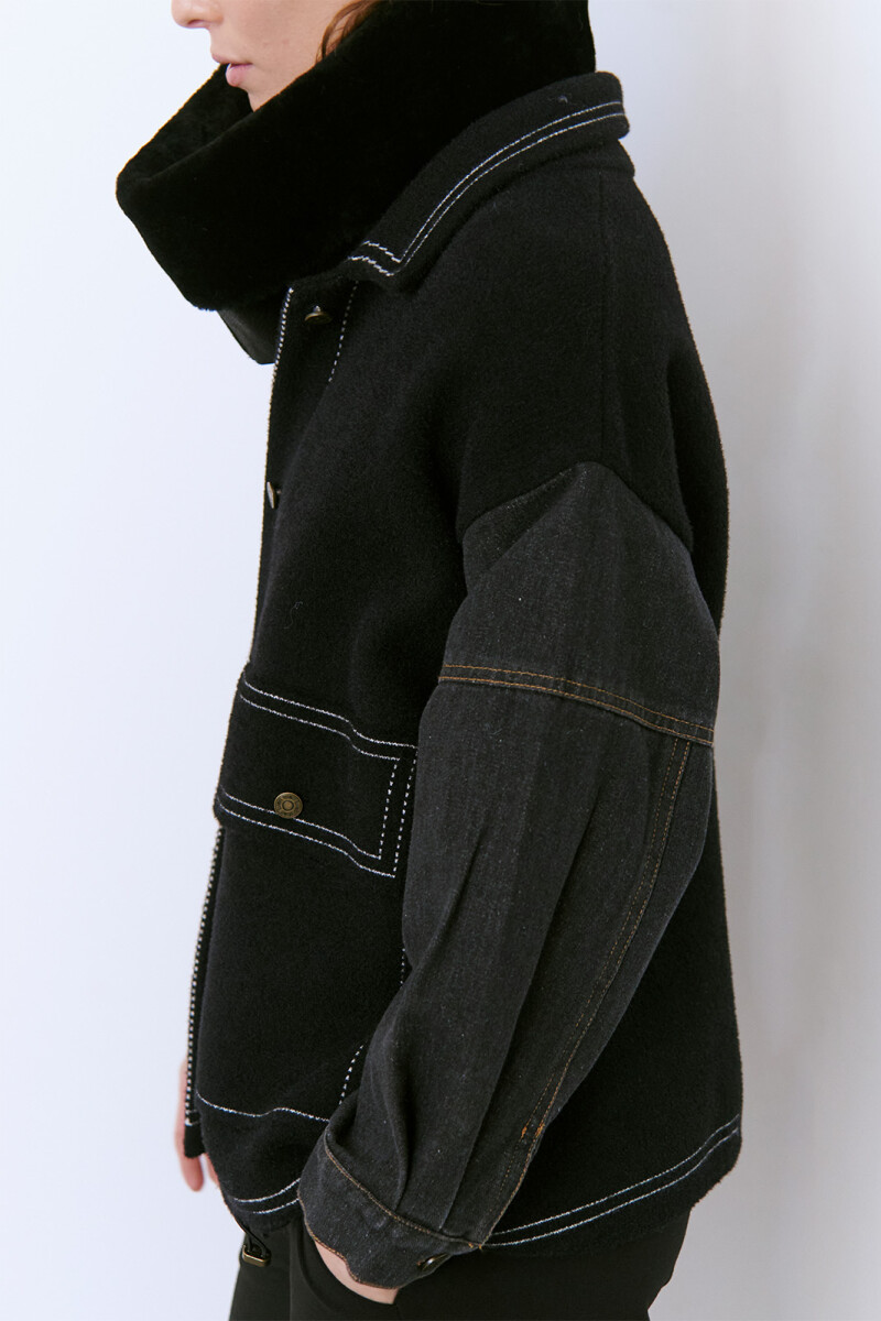 CAMPERA DENIM MESH NEGRO