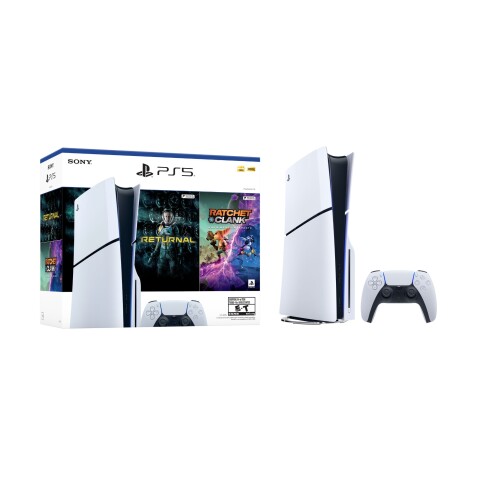 PlayStation 5 PS5 Standard Sony Slim 1TB con Lector de Disco - Incluye 2 juegos (Returnal + Ratchet & Clank) PlayStation 5 PS5 Standard Sony Slim 1TB con Lector de Disco - Incluye 2 juegos (Returnal + Ratchet & Clank)