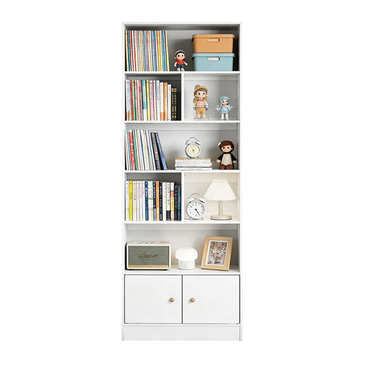 Estantería 7 Estantes 2 Puertas 178x60x24 cm esh0021 - BLANCO 