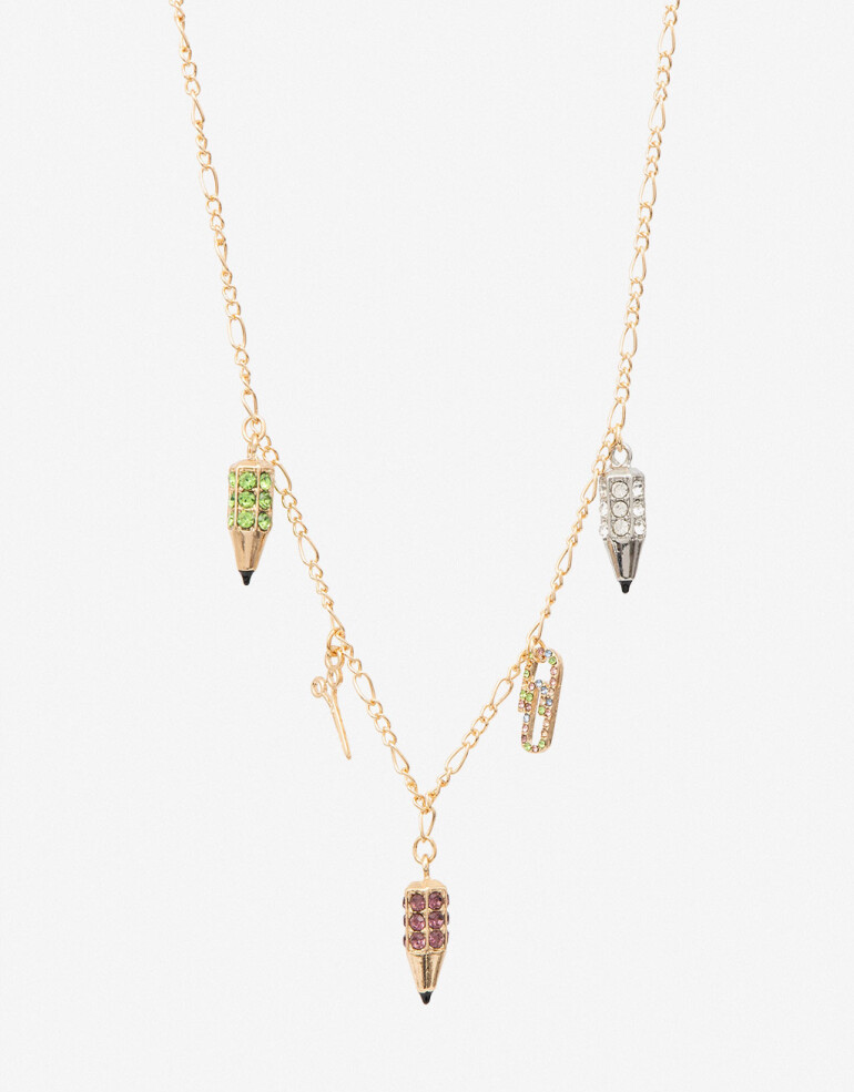 Collares Cortos Back to school Collar Corto Multidijes Con Strass - Dorado