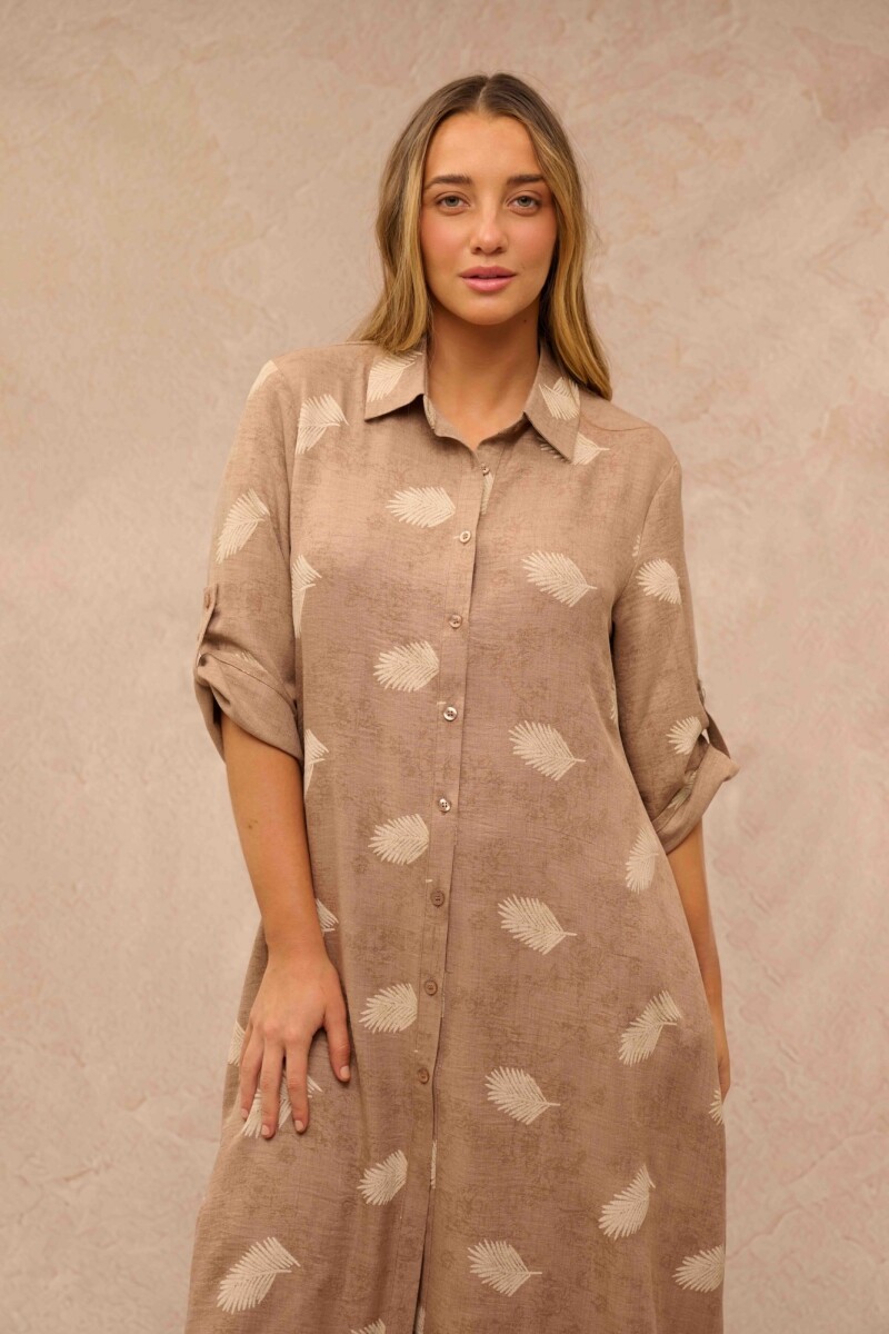 VESTIDO MILDA ESTAMPADO BEIGE VESTIDO MILDA ESTAMPADO BEIGE