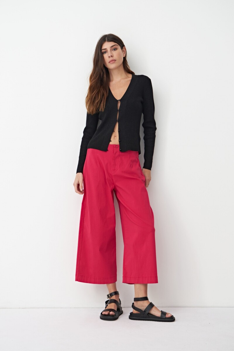 Pantalón culotte de pierna ancha fucsia