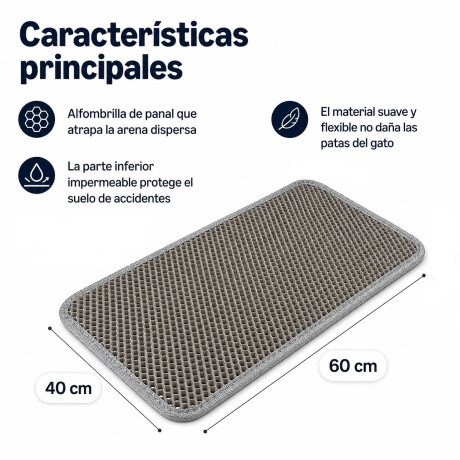 Alfombra Sanitaria Gato Doble Capa 60x40 Impermeable Gris