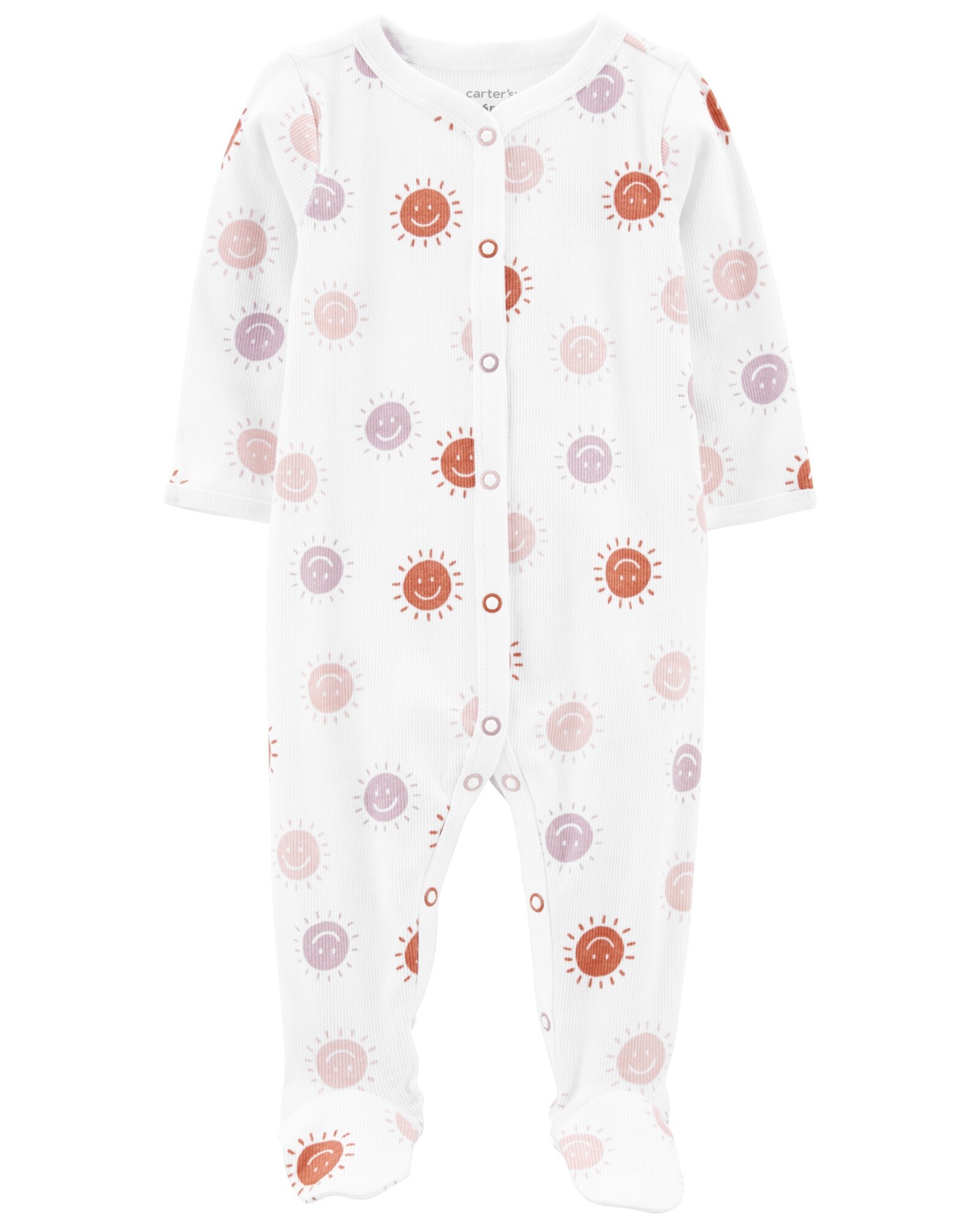 Pijama una pieza de algodón con pie diseño soles Sin color