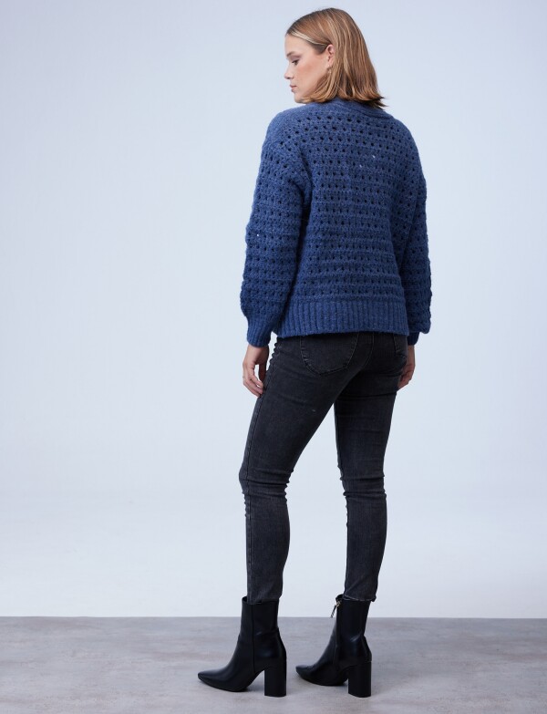 Cardigan Calado AZUL